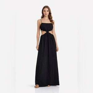 Jonathan Simkhai Size XS Black Cutout Self-Tie Waist Core Strap Maxi Dress